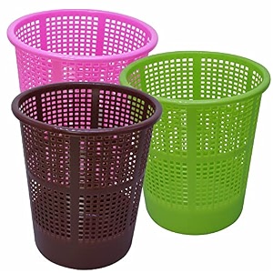 wonder homeware jali 222 open dustbin for homeofficeorganization etc set of 3 pcs 7 ltr dustbin black color pink brown green