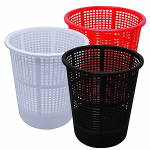 wonder homeware jali 222 open dustbin for homeofficeorganization etc set of 3 pcs 7 ltr dustbin black color red black white 2