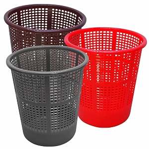 wonder simply home jali 222 open plastic dustbin for homeofficeorganization etc set of 3 pcs 7 ltr dustbin color brown grey red