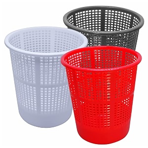 wonder homeware jali 222 open dustbin for homeofficeorganization etc set of 3 pcs 7 ltr dustbin black color grey red white 2