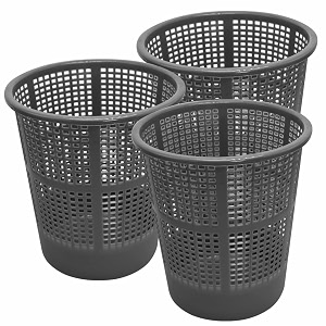 wonder homeware jali 222 open dustbin for homeofficeorganization etc set of 3 pcs 7 ltr dustbin black color grey 2