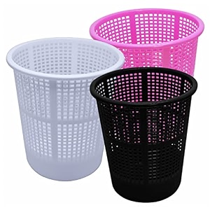 wonder homeware jali 222 open dustbin for homeofficeorganization etc set of 3 pcs 7 ltr dustbin black color pink black white 2