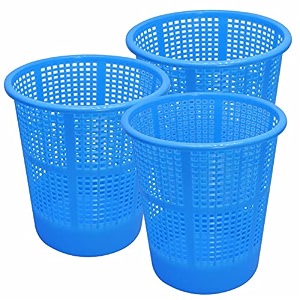 wonder simply home jali 222 open plastic dustbin for homeofficeorganization etc set of 3 pcs 7 ltr dustbin color blue