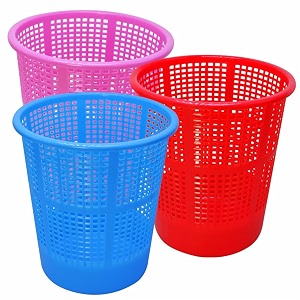 wonder homeware jali 222 open dustbin for homeofficeorganization etc set of 3 pcs 7 ltr dustbin black color pink blue red