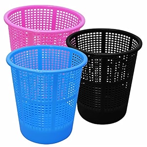 wonder homeware jali 222 open dustbin for homeofficeorganization etc set of 3 pcs 7 ltr dustbin black color pink blue black