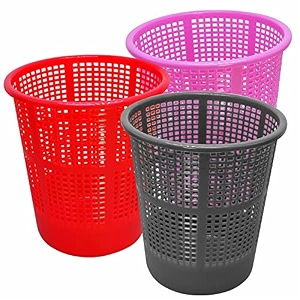 wonder homeware jali 222 open dustbin for homeofficeorganization etc set of 3 pcs 7 ltr dustbin black color pink grey red 2