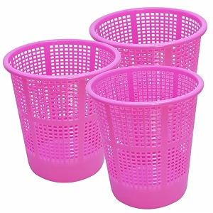 wonder homeware jali 222 open dustbin for homeofficeorganization etc set of 3 pcs 7 ltr dustbin black color pink 2