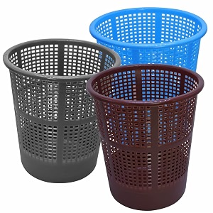 wonder v jali 222 open plastic dustbin for homeofficeorganization etc set of 3 pcs 7 ltr dustbin color blue grey brown