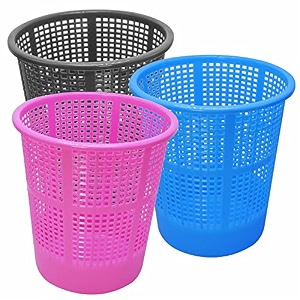 wonder homeware jali 222 open dustbin for homeofficeorganization etc set of 3 pcs 7 ltr dustbin black color pink grey blue 2