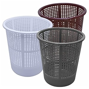 simply home jali 222 open plastic dustbin for homeofficeorganization etc set of 3 pcs 7 ltr dustbin color brown grey white