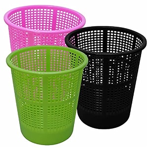 wonder homeware jali 222 open dustbin for homeofficeorganization etc set of 3 pcs 7 ltr dustbin black color pink green black