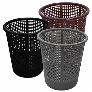wonder simply home jali 222 open plastic dustbin for homeofficeorganization etc set of 3 pcs 7 ltr dustbin color brown grey black