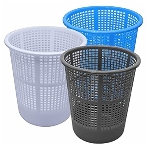 simply home jali 222 open plastic dustbin for homeofficeorganization etc set of 3 pcs 7 ltr dustbin color blue grey white