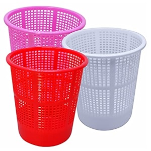 wonder homeware jali 222 open dustbin for homeofficeorganization etc set of 3 pcs 7 ltr dustbin black color pink red white