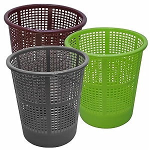 wonder simply home jali 222 open plastic dustbin for homeofficeorganization etc set of 3 pcs 7 ltr dustbin color brown grey green