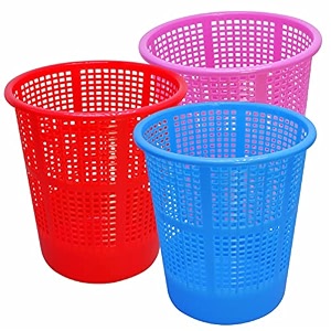 wonder homeware jali 222 open dustbin for homeofficeorganization etc set of 3 pcs 7 ltr dustbin black color pink blue red 2