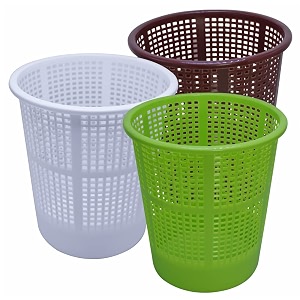 simply home jali 222 open plastic dustbin for homeofficeorganization etc set of 3 pcs 7 ltr dustbin color brown green white