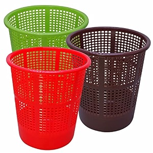 wonder homeware jali 222 open dustbin for homeofficeorganization etc set of 3 pcs 7 ltr dustbin black color red brown green 2