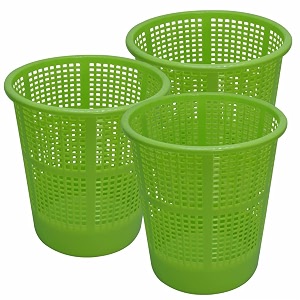 wonder v jali 222 open plastic dustbin for homeofficeorganization etc set of 3 pcs 7 ltr dustbin color green2