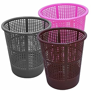 wonder homeware jali 222 open dustbin for homeofficeorganization etc set of 3 pcs 7 ltr dustbin black color pink brown grey 2