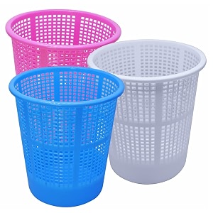 wonder homeware jali 222 open dustbin for homeofficeorganization etc set of 3 pcs 7 ltr dustbin black color pink blue white