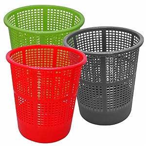 wonder homeware jali 222 open dustbin for homeofficeorganization etc set of 3 pcs 7 ltr dustbin black color red green grey 2