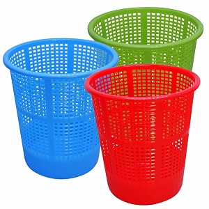 wonder homeware jali 222 open dustbin for homeofficeorganization etc set of 3 pcs 7 ltr dustbin black color red green blue 3