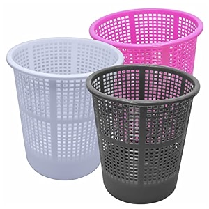 wonder homeware jali 222 open dustbin for homeofficeorganization etc set of 3 pcs 7 ltr dustbin black color pink grey white 2
