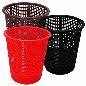 wonder simply home jali 222 open plastic dustbin for homeofficeorganization etc set of 3 pcs 7 ltr dustbin color brown red black
