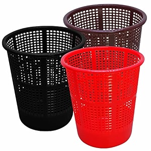 wonder simply home jali 222 open plastic dustbin for homeofficeorganization etc set of 3 pcs 7 ltr dustbin color brown red black