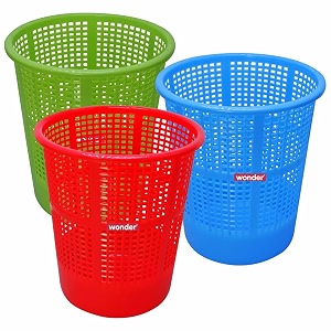 wonder homeware jali 222 open dustbin for homeofficeorganization etc set of 3 pcs 7 ltr dustbin black color red green blue