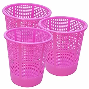 wonder homeware jali 222 open dustbin for homeofficeorganization etc set of 3 pcs 7 ltr dustbin black color pink