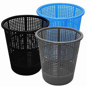 wonder simply home jali 222 open plastic dustbin for homeofficeorganization etc set of 3 pcs 7 ltr dustbin color blue grey black
