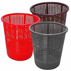 wonder simply home jali 222 open plastic dustbin for homeofficeorganization etc set of 3 pcs 7 ltr dustbin color brown grey red