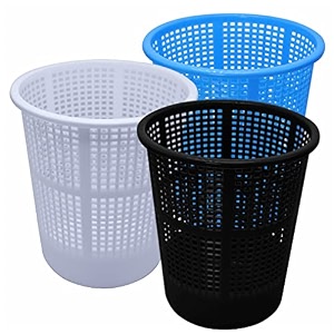 simply home jali 222 open plastic dustbin for homeofficeorganization etc set of 3 pcs 7 ltr dustbin color blue black white