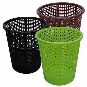 wonder simply home jali 222 open plastic dustbin for homeofficeorganization etc set of 3 pcs 7 ltr dustbin color brown green black