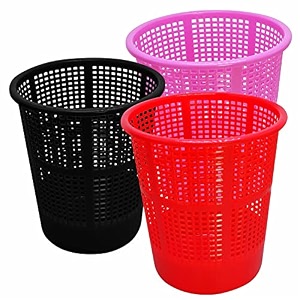 wonder homeware jali 222 open dustbin for homeofficeorganization etc set of 3 pcs 7 ltr dustbin black color pink red black 2