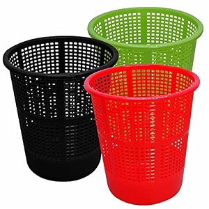 wonder homeware jali 222 open dustbin for homeofficeorganization etc set of 3 pcs 7 ltr dustbin black color green red black 2