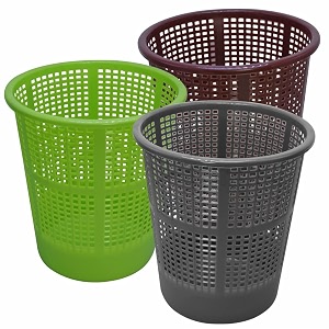 wonder simply home jali 222 open plastic dustbin for homeofficeorganization etc set of 3 pcs 7 ltr dustbin color brown grey green