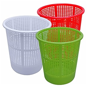 wonder homeware jali 222 open dustbin for homeofficeorganization etc set of 3 pcs 7 ltr dustbin black color green red white 2
