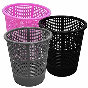 wonder homeware jali 222 open dustbin for homeofficeorganization etc set of 3 pcs 7 ltr dustbin black color pink grey black