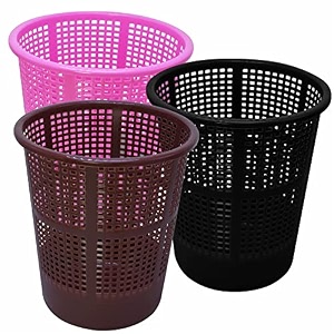 wonder homeware jali 222 open dustbin for homeofficeorganization etc set of 3 pcs 7 ltr dustbin black color pink brown black