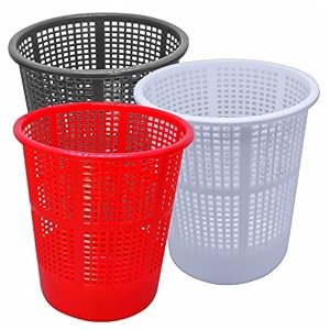wonder homeware jali 222 open dustbin for homeofficeorganization etc set of 3 pcs 7 ltr dustbin black color grey red white