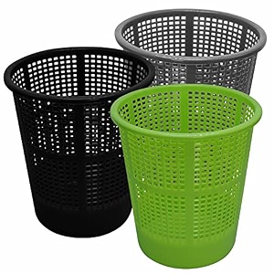 wonder homeware jali 222 open dustbin for homeofficeorganization etc set of 3 pcs 7 ltr dustbin black color grey green black 2