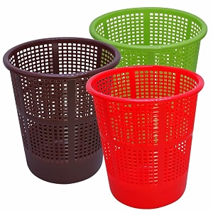 wonder homeware jali 222 open dustbin for homeofficeorganization etc set of 3 pcs 7 ltr dustbin black color red brown green 3