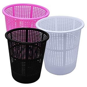 wonder homeware jali 222 open dustbin for homeofficeorganization etc set of 3 pcs 7 ltr dustbin black color pink black white