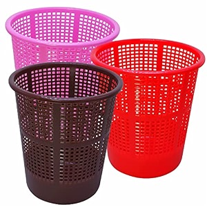wonder homeware jali 222 open dustbin for homeofficeorganization etc set of 3 pcs 7 ltr dustbin black color pink brown red
