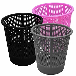 wonder homeware jali 222 open dustbin for homeofficeorganization etc set of 3 pcs 7 ltr dustbin black color pink grey black 2