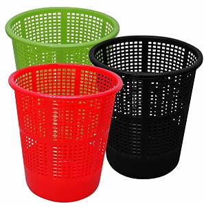 wonder simply home jali 222 open plastic dustbin for homeofficeorganization etc set of 3 pcs 7 ltr dustbin color green red black