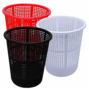 wonder homeware jali 222 open dustbin for homeofficeorganization etc set of 3 pcs 7 ltr dustbin black color red black white